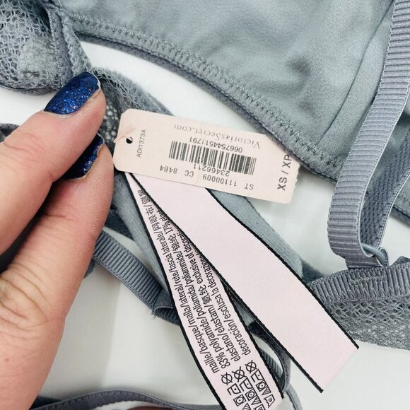 Victorias Secret Womens Size XS Wrap Around Strappy Mesh Bralette in Gray 665 - Picture 8 of 8